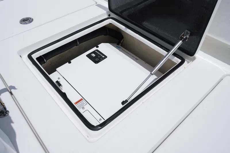  Yacht Photos Pics Open storage compartment on 2023 SeaHunter 31 Tournament boat.