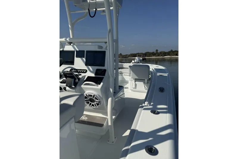  Yacht Photos Pics 2025 Yellowfin 26 Hybrid boat interior with advanced navigation systems and sleek design.