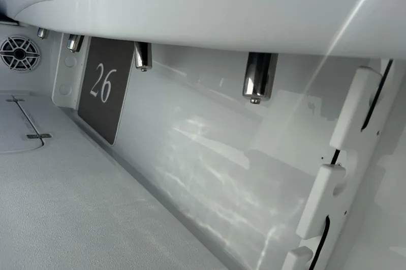  Yacht Photos Pics Interior view of 2025 Yellowfin 26 Hybrid boat, featuring sleek design and modern fixtures.