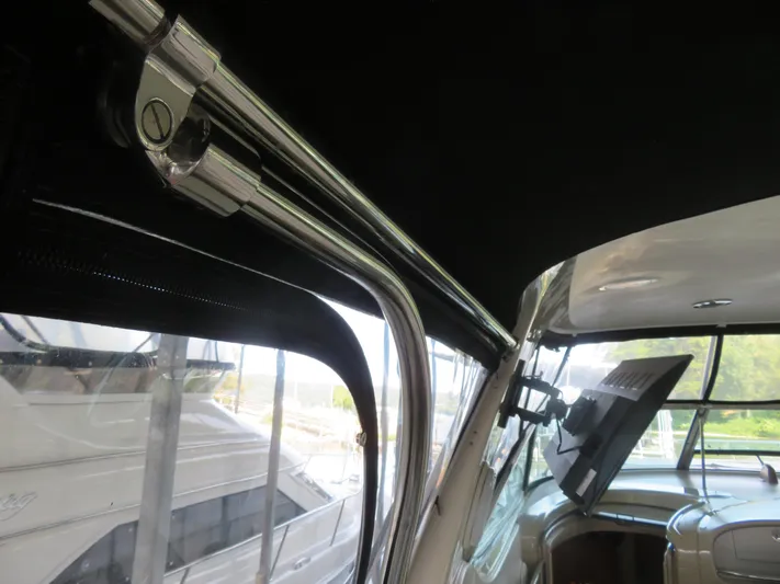  Yacht Photos Pics Interior view of a 2001 Sea Ray 510DA yacht, featuring sleek metal fittings.