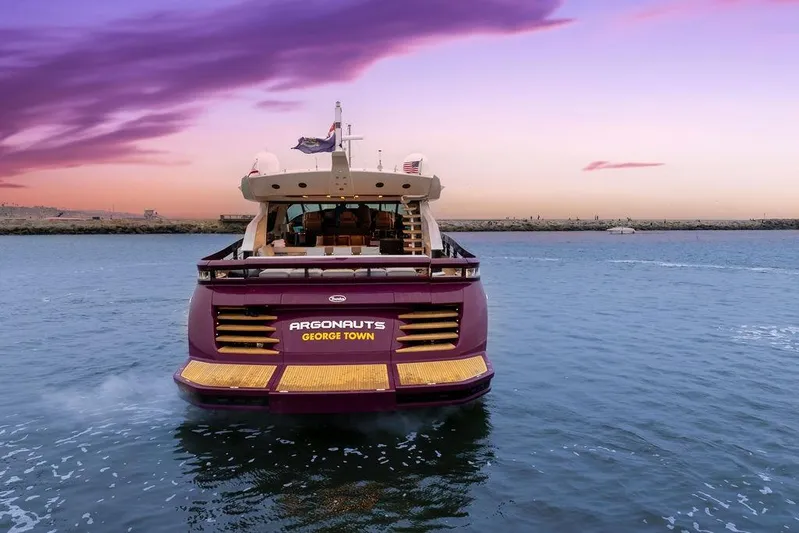 Argonaut Yacht Photos Pics Luxury Baia yacht "Argonauts" on water at sunset, 2011 model.