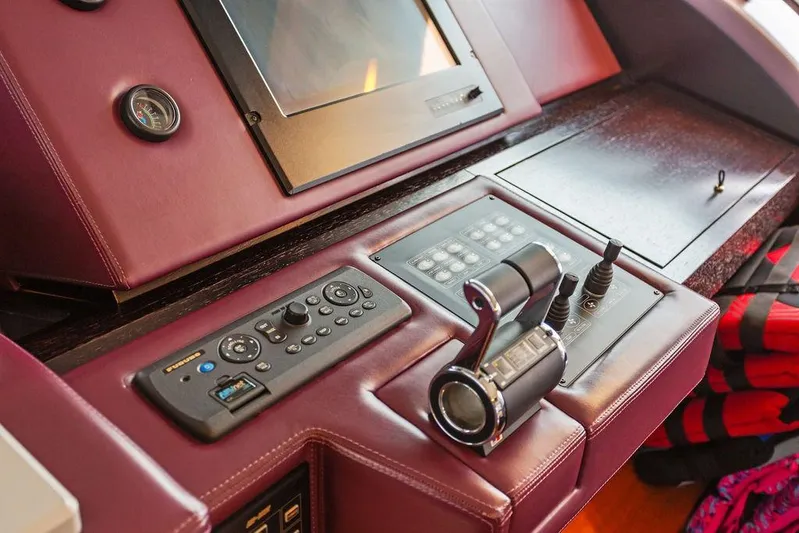 Argonaut Yacht Photos Pics Control panel of a 2011 Baia xxx yacht with navigation instruments.