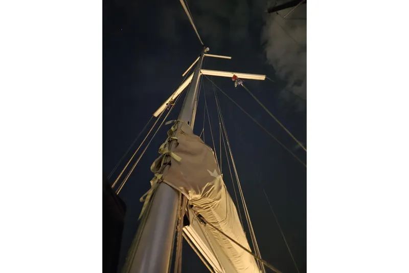  Yacht Photos Pics Sailboat mast at night, Dufour Grand Large 412 Grand Prix, 2019 model.