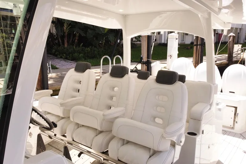  Yacht Photos Pics 2020 HCB 42 Siesta boat with luxurious white seating and modern design.