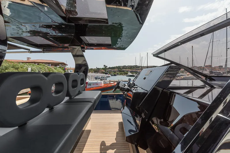  Yacht Photos Pics Luxurious 2021 Seanfinity T4 yacht interior with sleek seating and modern design.