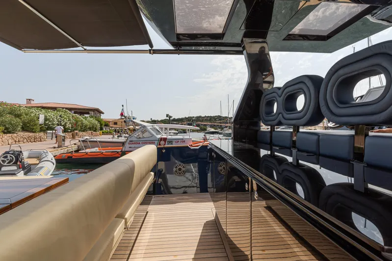  Yacht Photos Pics Luxurious 2021 Seanfinity T4 yacht interior with sleek seating and modern design.