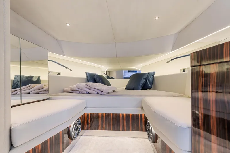  Yacht Photos Pics Luxurious interior of 2021 Seanfinity T4 yacht with plush seating and elegant design.