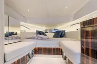 Luxurious interior of 2021 Seanfinity T4 yacht with plush seating and elegant design.