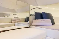Luxurious interior of 2021 Seanfinity T4 yacht with plush seating and elegant decor.