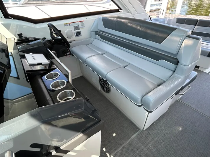  Yacht Photos Pics 2020 Formula 380 Super Sport Crossover interior with sleek seating and modern dashboard.