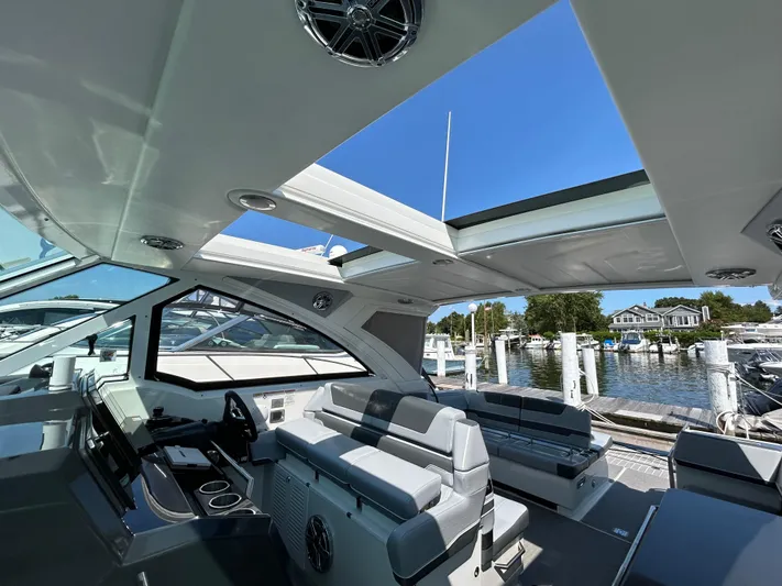  Yacht Photos Pics Interior of 2020 Formula 380 Super Sport Crossover yacht at marina.