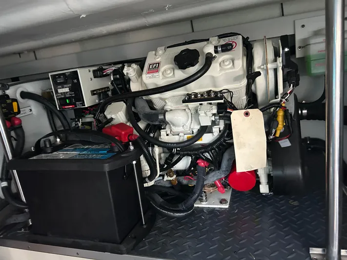  Yacht Photos Pics Engine compartment of 2020 Formula 380 Super Sport Crossover boat, featuring EFI system.