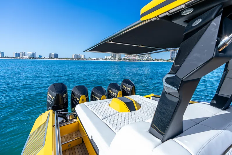 Purley Pleasure Yacht Photos Pics 2021 Nor-Tech 460 Flyer boat with multiple engines on a sunny day.