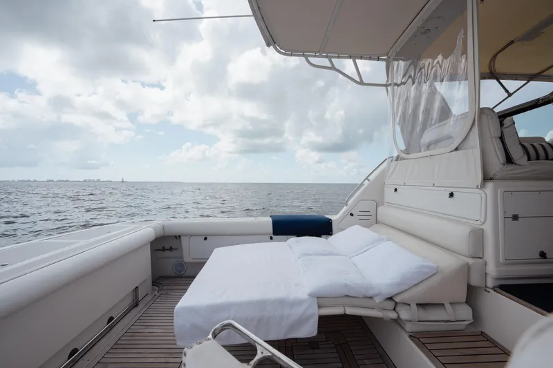  Yacht Photos Pics 1998 Tiara Yachts 4300 Open with luxurious deck seating and ocean view.