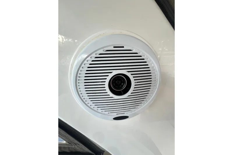  Yacht Photos Pics Close-up of a white speaker on a 2008 Cruisers Yachts 330 Express.