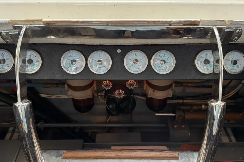 Encore II Yacht Photos Pics Yanmar gauges behind steps to engine room