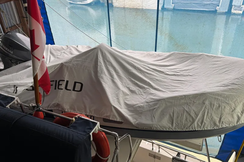 Encore II Yacht Photos Pics Highfield tender with console stored on aft bridge deck