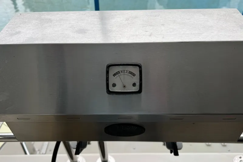 Encore II Yacht Photos Pics Dickinson stainless steel barbecue on cockpit railing