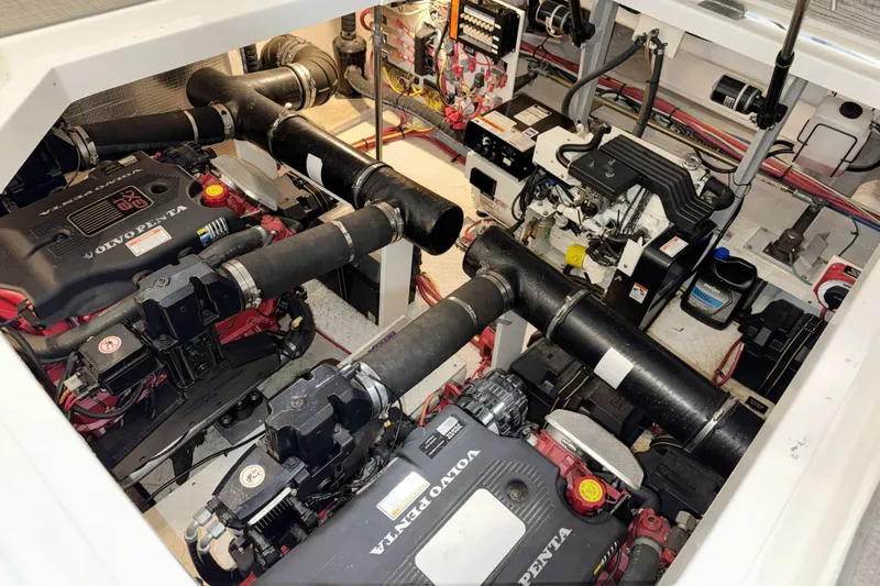  Yacht Photos Pics Engine room of 2005 Cruisers Yachts 420 Express with Volvo Penta engines.
