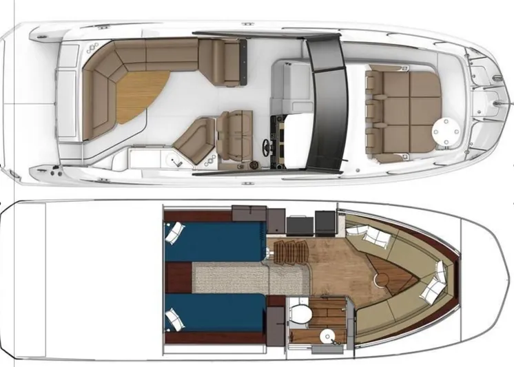 Hanamahina Yacht Photos Pics 2019 Sea Ray Sundancer 320 yacht layout with spacious seating and cabin areas.