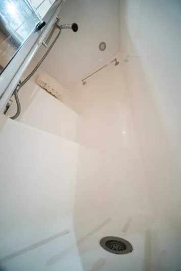 Big Boyd Yacht Photos Pics Shower area in 2003 Hatteras 54 Convertible yacht.