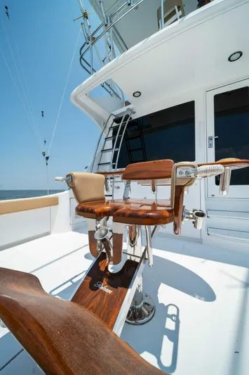 Big Boyd Yacht Photos Pics 2003 Hatteras 54 Convertible yacht with fishing chair and ladder.