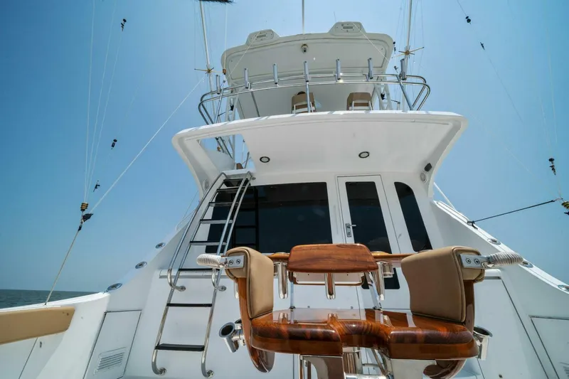 Big Boyd Yacht Photos Pics 2003 Hatteras 54 Convertible yacht with fishing chair and flybridge.