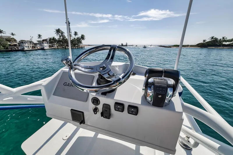  Yacht Photos Pics Helm of 2020 Yellowfin 42 Offshore boat with ocean view.