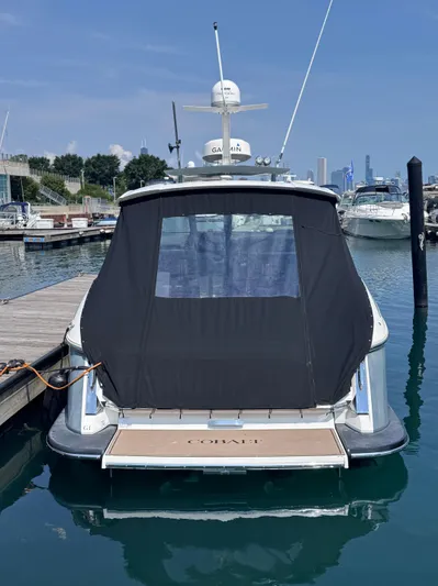  Yacht Photos Pics 2018 Cobalt A36 boat docked at marina with black cover.