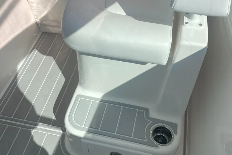  Yacht Photos Pics 2018 Albemarle 36 Express boat seat with integrated cup holder.