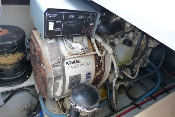  Yacht Photos Pics Engine room of 1999 Mainship 350 Trawler with Kohler power system.