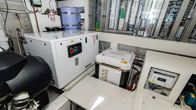 Available Now Yacht Photos Pics Engine room of 2024 Pardo Yachts GT52, featuring advanced electrical systems and equipment.