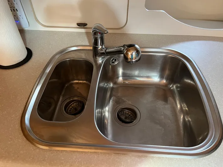  Yacht Photos Pics Stainless steel sink in 2001 Tiara Yachts 4100 Open kitchen area.