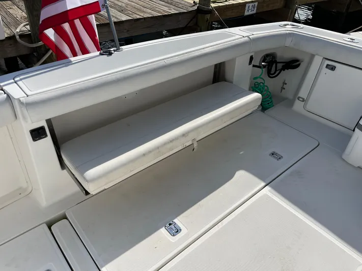  Yacht Photos Pics 2001 Tiara Yachts 4100 Open boat deck with seating and storage.