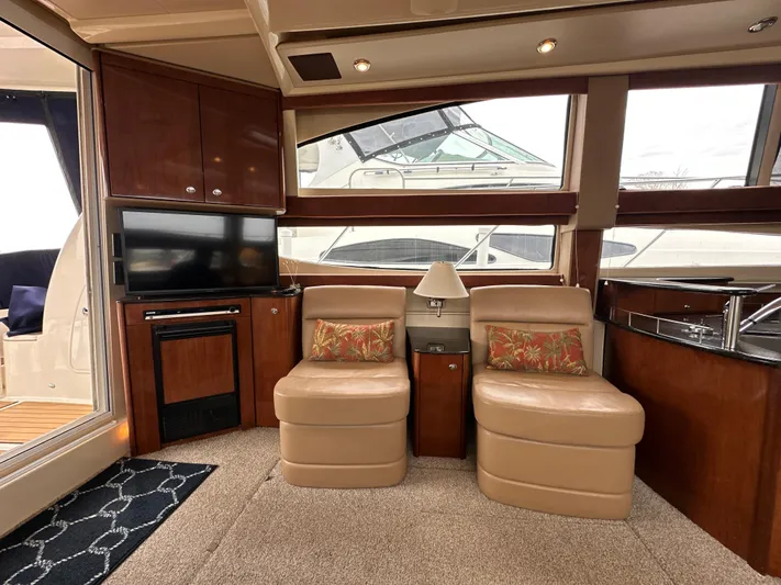  Yacht Photos Pics Luxurious interior of 2008 Meridian 391 Sedan yacht with plush seating and modern amenities.