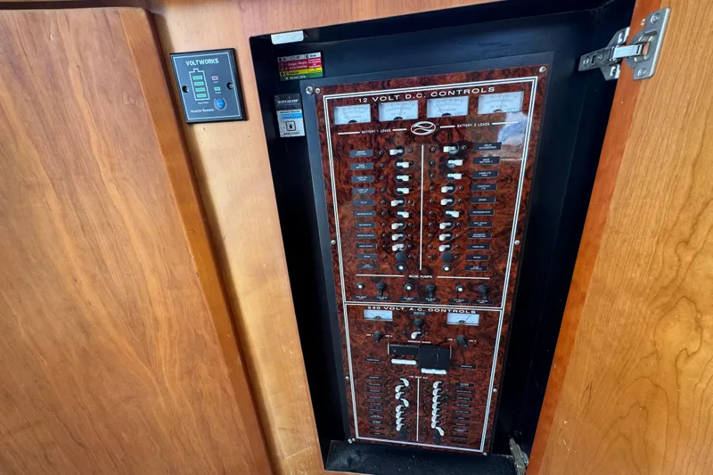 She's From Boston Yacht Photos Pics Electrical control panel on a 2003 Silverton 42 Convertible boat.