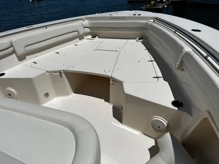 Katy Lady Yacht Photos Pics 2017 Grady-White Canyon 376 boat interior with spacious seating and storage.