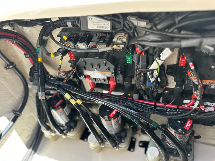 Katy Lady Yacht Photos Pics Electrical wiring and components inside a 2017 Grady-White Canyon 376 boat.