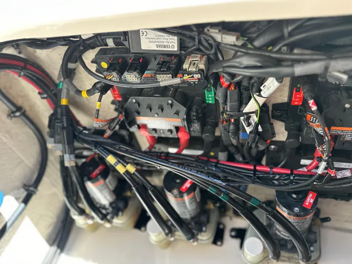Katy Lady Yacht Photos Pics Electrical wiring and components inside a 2017 Grady-White Canyon 376 boat.