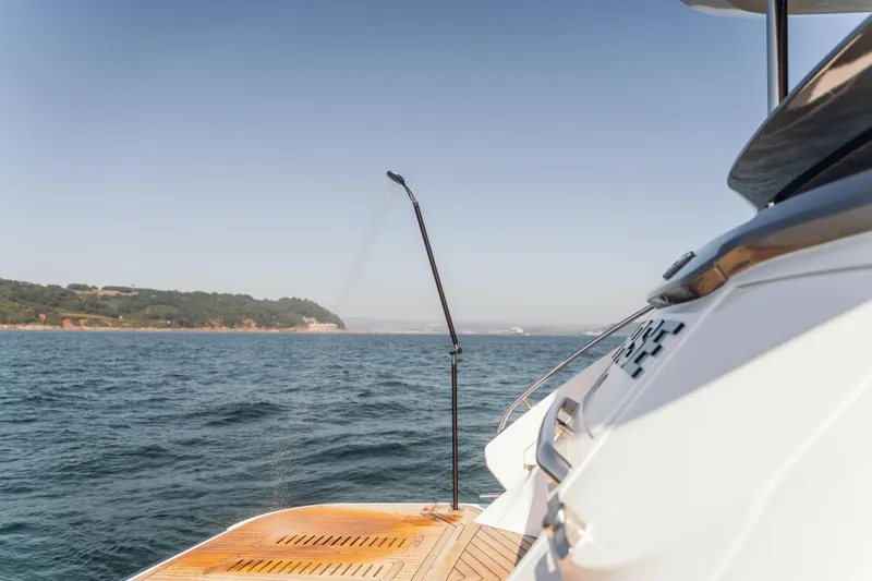 Chase Yacht Photos Pics Luxury Princess X80 yacht deck with ocean view, 2023 model.