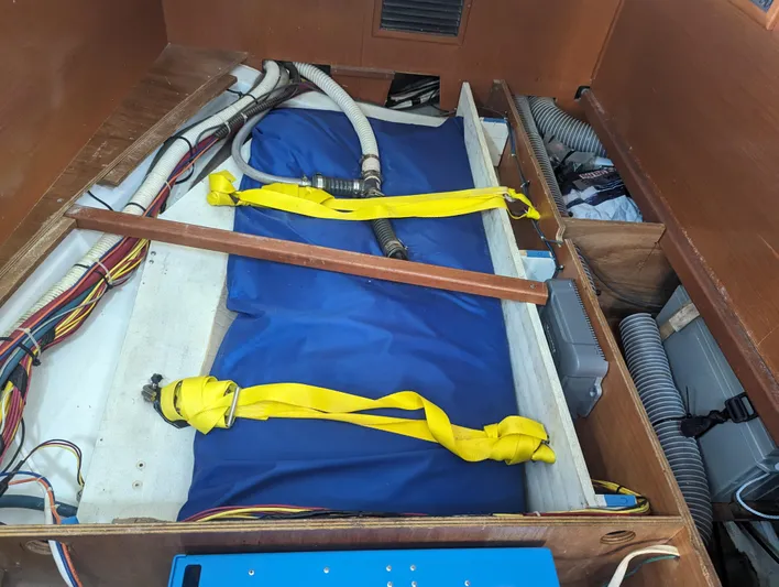 La Gaspesienne Yacht Photos Pics Interior view of a 2011 Beneteau Oceanis 40 sailboat, showcasing storage and equipment.