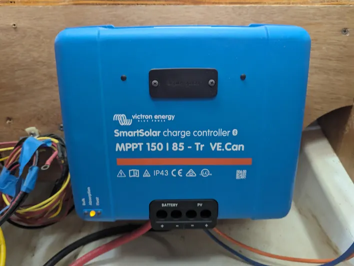 La Gaspesienne Yacht Photos Pics Victron Energy SmartSolar charge controller on 2011 Beneteau Oceanis 40 yacht.