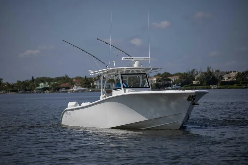 Kat Man Du Yacht Photos Pics 2017 Yellowfin 39 Center Console boat on calm water.