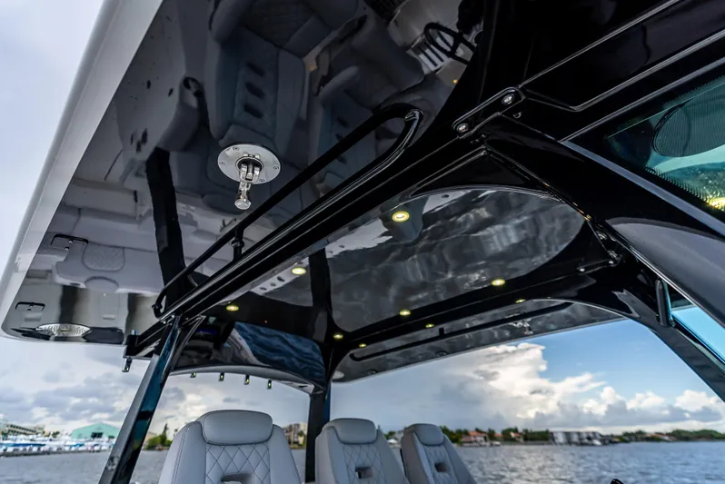 Seakeeper Equipped Yacht Photos Pics 2024 HCB 42 Lujo boat interior with sleek design and modern lighting.