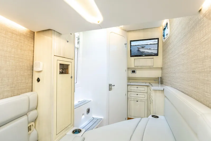 Seakeeper Equipped Yacht Photos Pics Luxurious interior of 2024 HCB 42 Lujo yacht with modern amenities and elegant design.