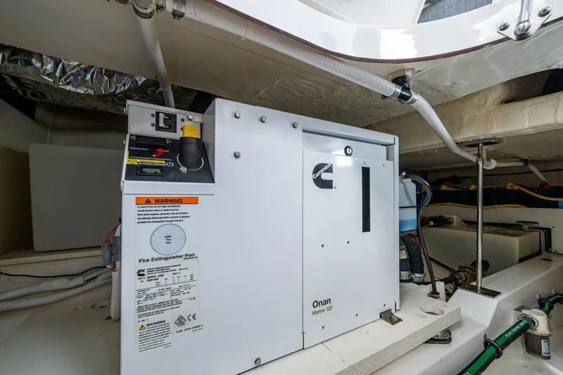  Yacht Photos Pics Engine room of 2021 Tiara Yachts 38 LX with Cummins Onan Marine generator.