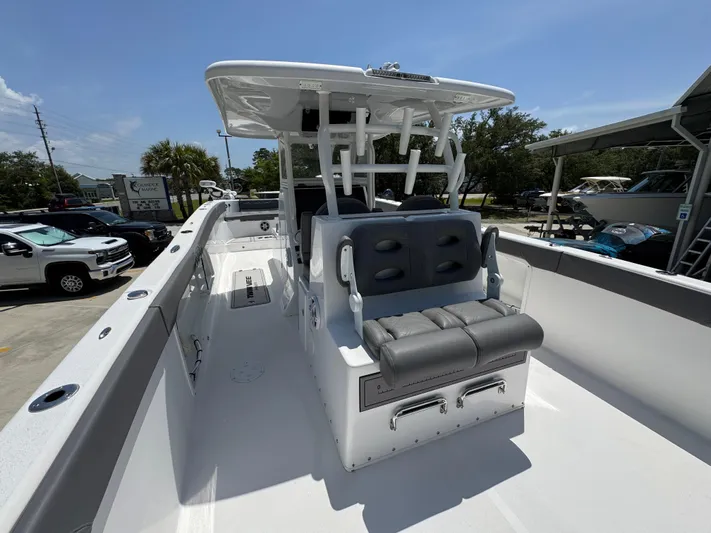  Yacht Photos Pics 2022 Twin Vee 340 GFX CC boat with sleek seating and modern design.