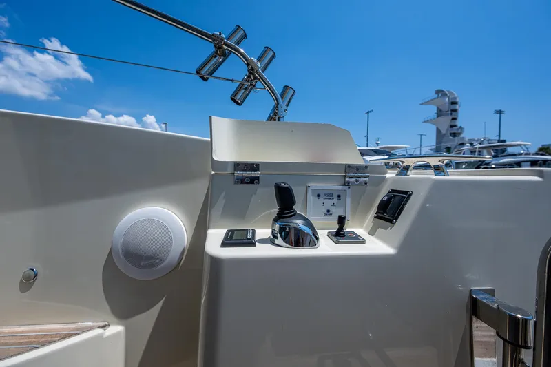 Blue B Yacht Photos Pics 2015 Beneteau MONTE CARLO yacht control panel under clear blue sky.