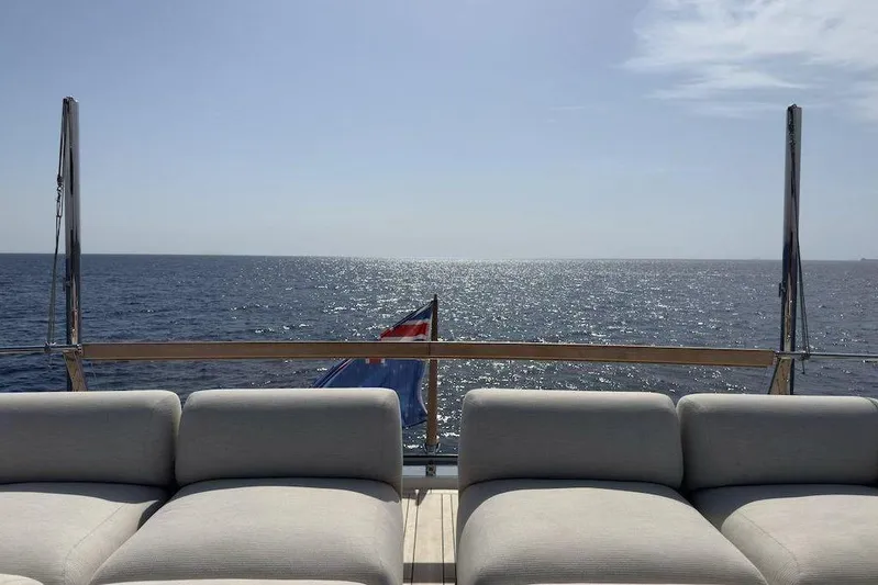  Yacht Photos Pics Luxurious Sanlorenzo SL90A yacht deck with ocean view, 2024 model.