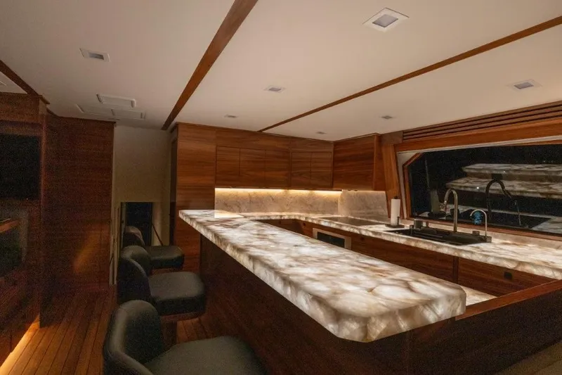 Boujie Yacht Photos Pics 2025 82 Viking Convertible Boujie Galley